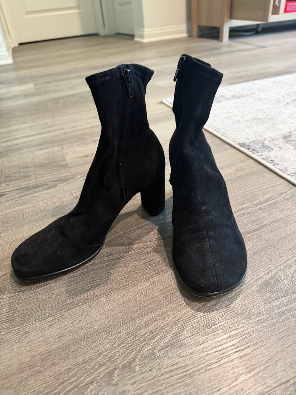 Reformation Women's Black Suede Block Heel Ankle Boots